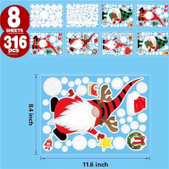 Christmas Window Clings Christmas Window Clings 316PCS Stickers, 8 Sheets - Picture 3 of 6